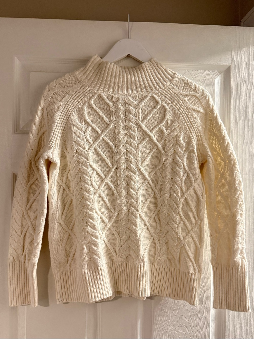 Talbots white Cable-Knit mockneck Sweater